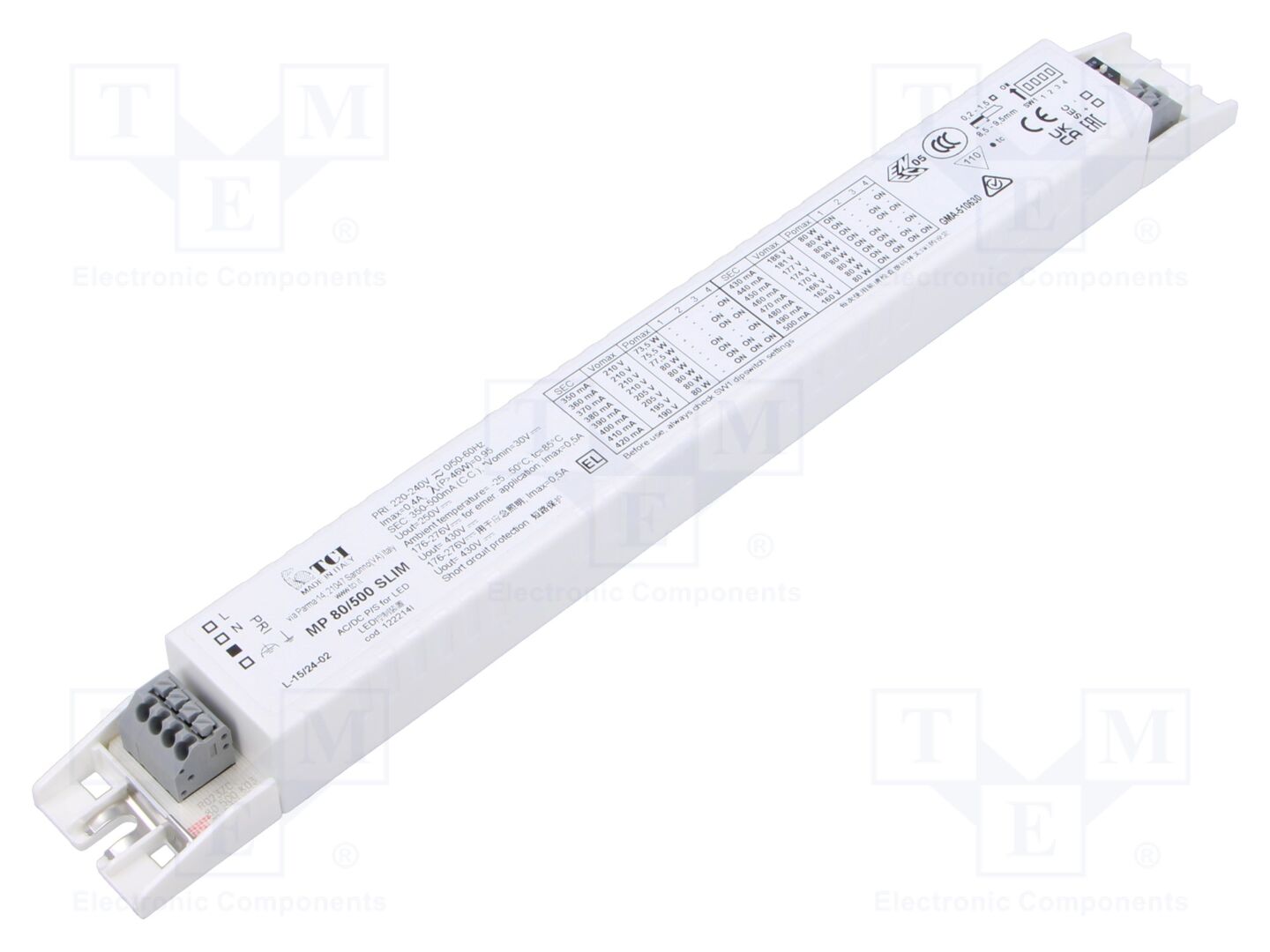 TCI MP 80/500 SLIM 122214I LED-virtalähde 350-500mA 30-210VDC