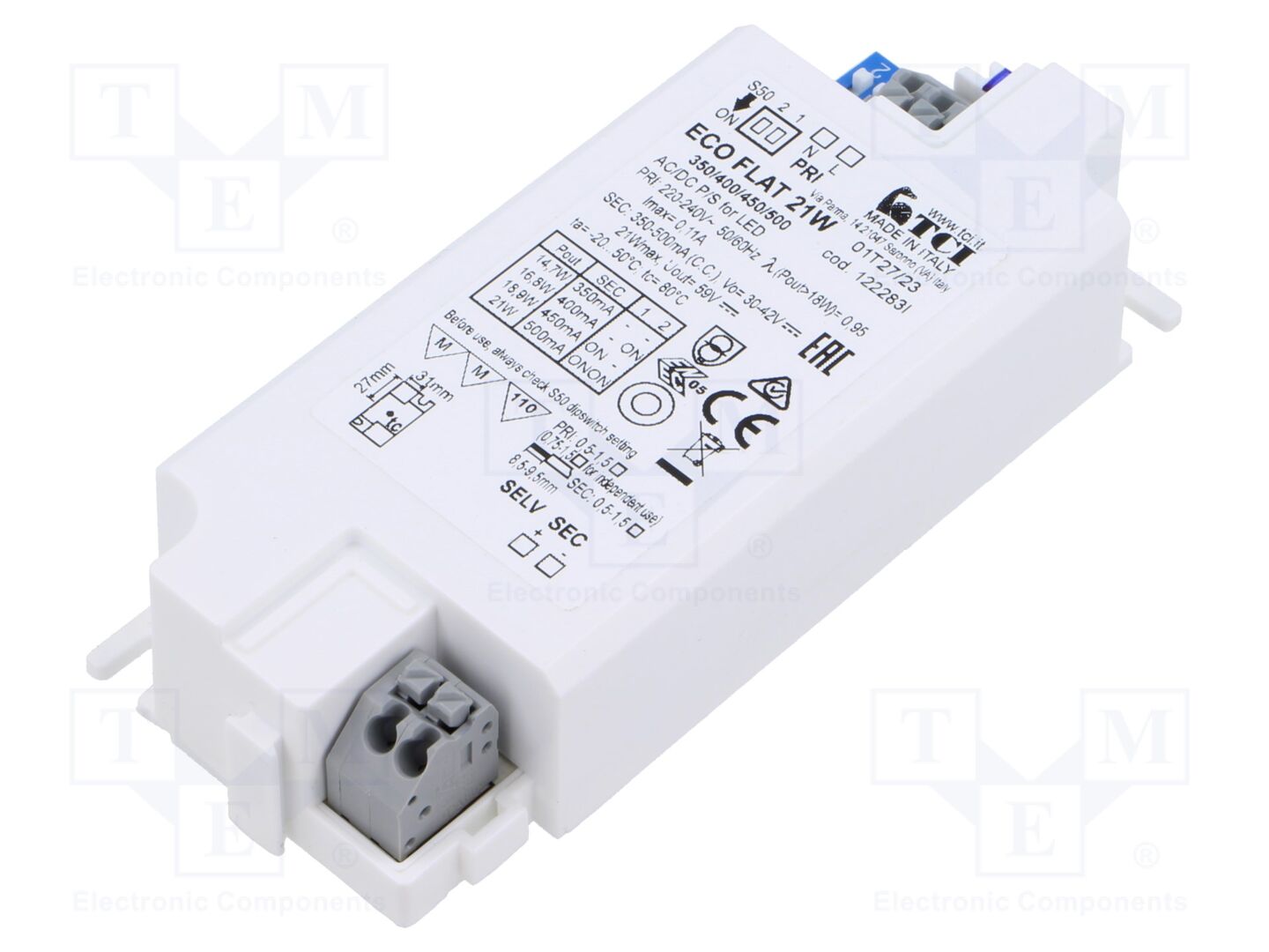 TCI ECO FLAT 21W 122283I LED-virtalähde 30-42VDC 350-500mA