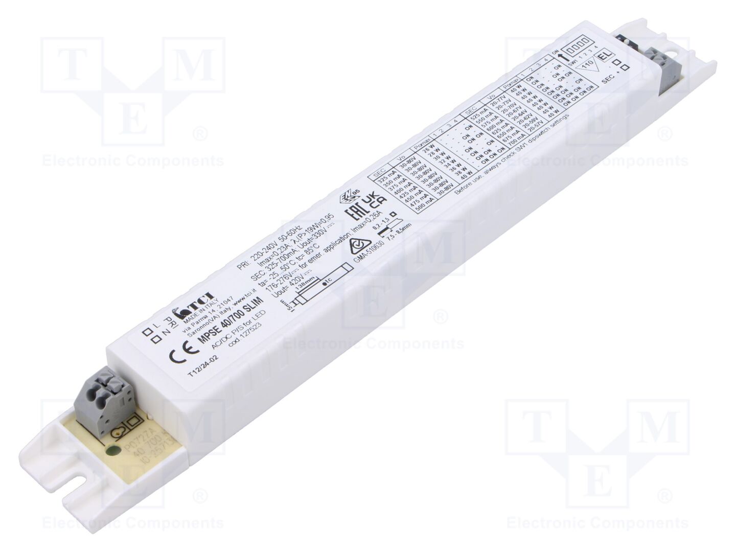 TCI MPSE 40/700 SLIM LED-virtalähde 20-80VDC 325-700mA