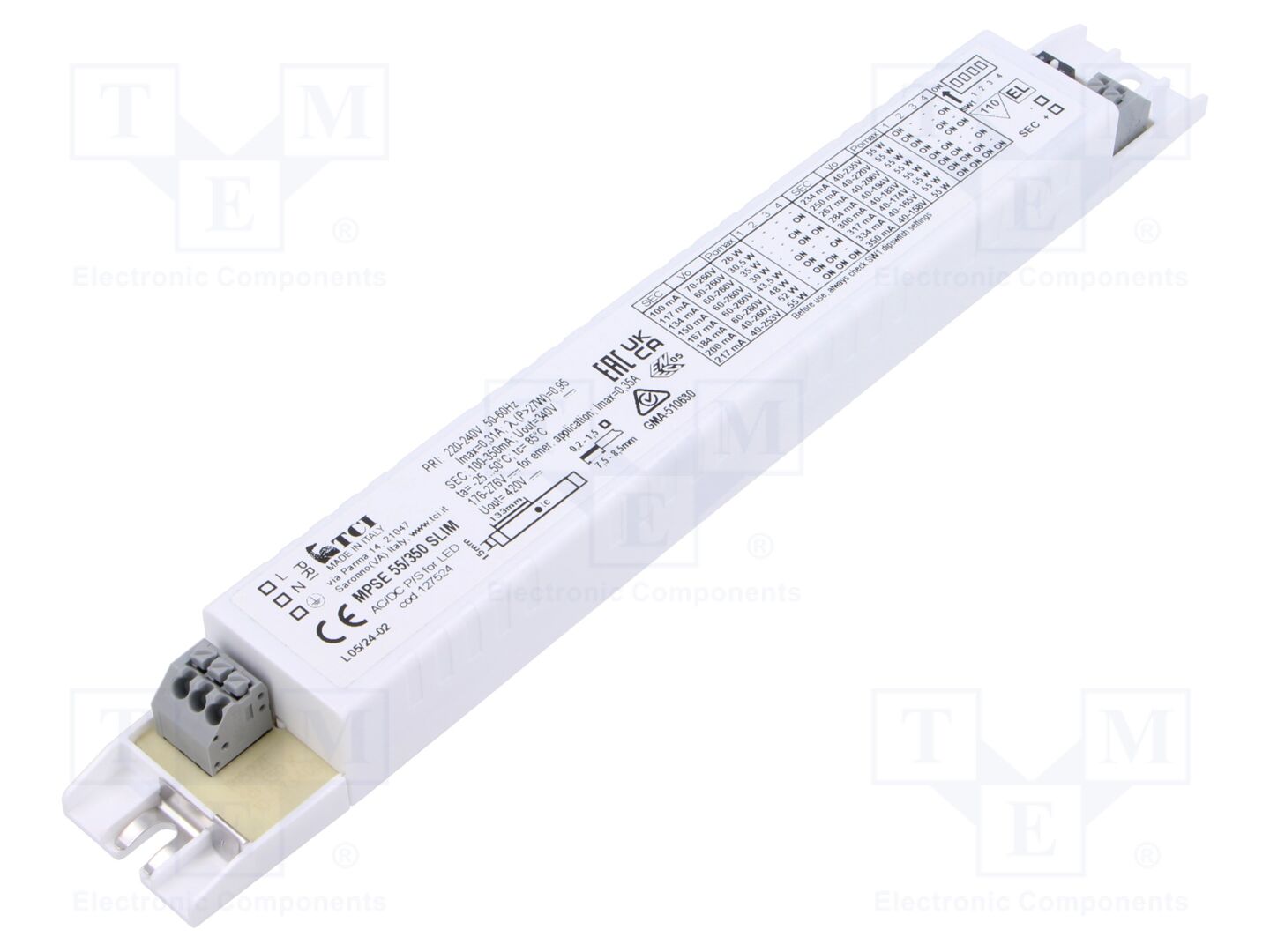 TCI MPSE 55/350 SLIM LED-virtalähde 40-260VDC 100-350mA