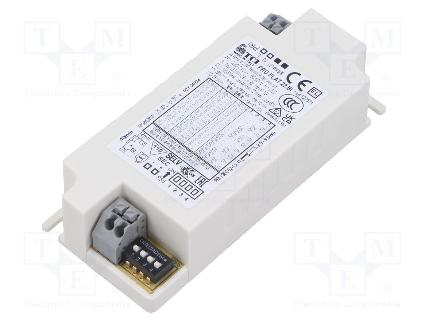 TCI PRO FLAT 22 BI LED-virtalähde 5-44VDC 125-500mA