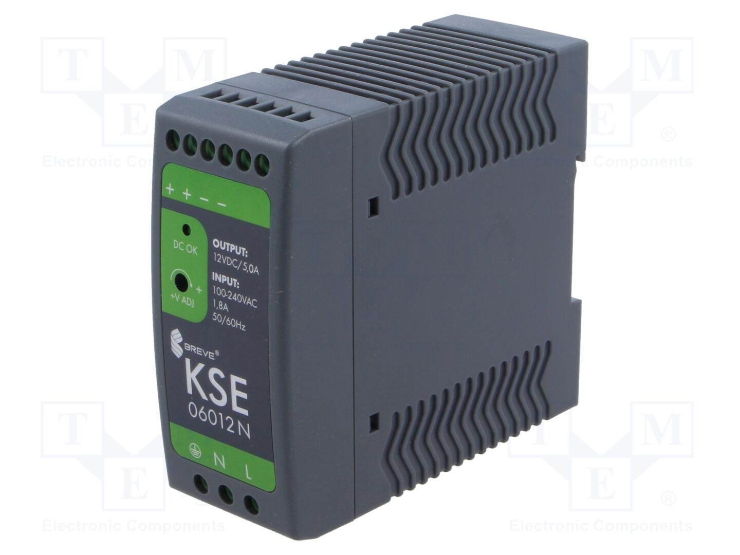 BREVE TUFVASSONS KSE-06012P DIN-kiskoon asennettava kytkentävirtalähde 60W 12VDC