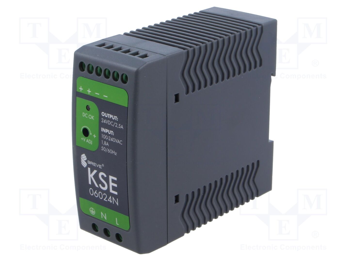 BREVE TUFVASSONS KSE-06024P Kytkentäsähköinen DIN-kiskoon asennettava virtalähde 60W 24VDC