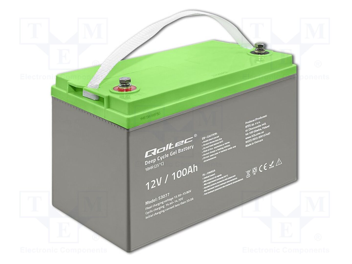 QOLTEC 53077 Lyijygeeliakku 12V 100Ah