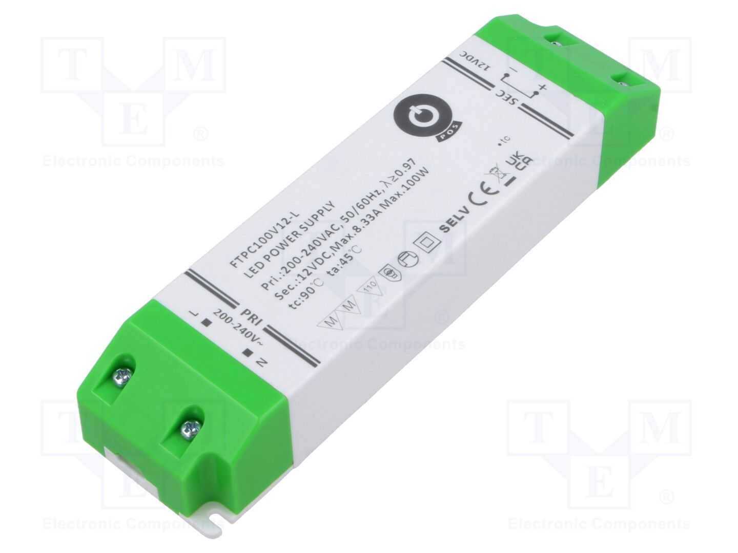 POS FTPC100V12-L LED-virtalähde 90W 12VDC 7,5A