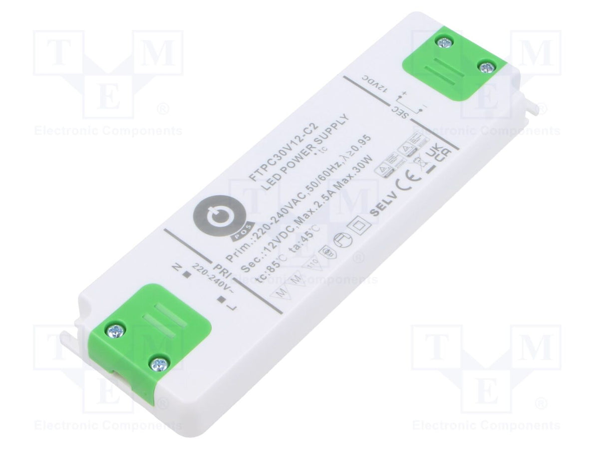 POS FTPC30V12-C2 LED-verkkolaite 30W 12VDC 2.5A