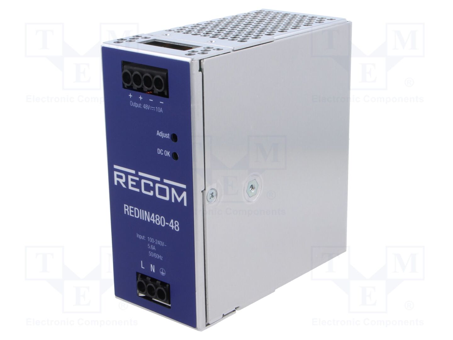 RECOM REDIIN480-48 DIN-kiskoon asennettava kytkentäsähkönsyöttö 480W 48VDC