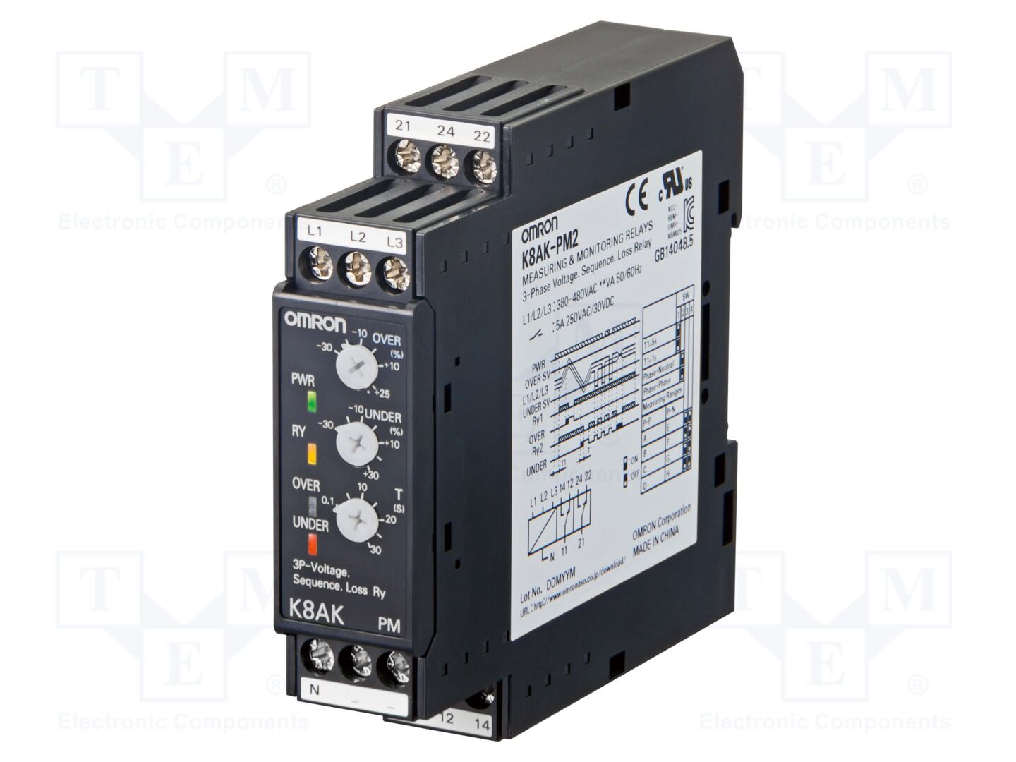 OMRON K8AK-PM1 Valvontarele DIN-kisko