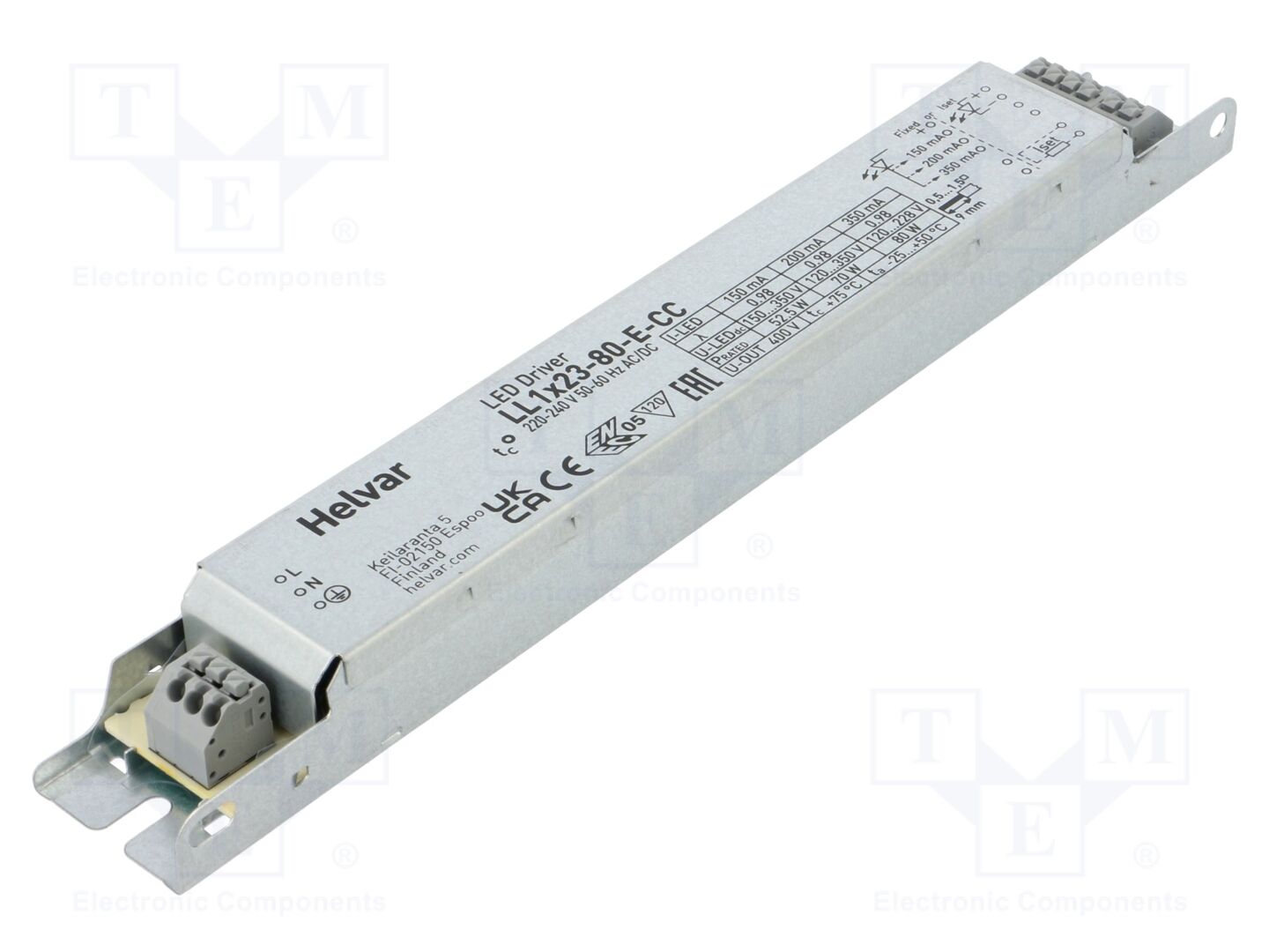 HELVAR LL 1X23-80-E-CC LED-virtalähde 80W 120-350VDC 150-350mA