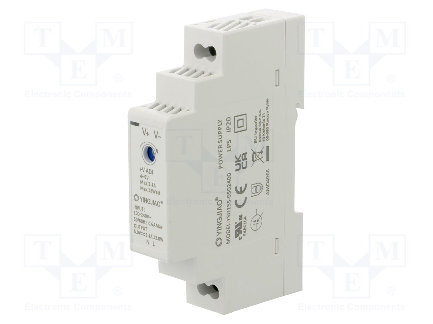 YINGJIAO YSD15S-15-5 DIN-kiskoon asennettava kytkentävirtalähde 12W 5VDC 2.4A