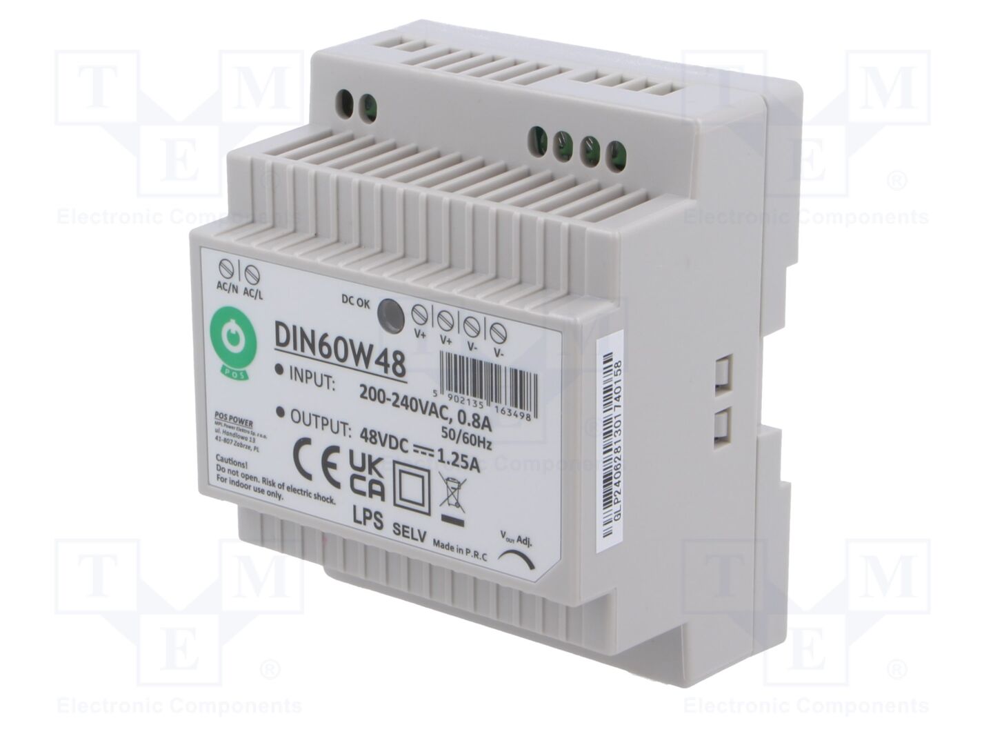 POS POS-DIN60W48 Kytkinmuuntaja DIN-kiskoon 60W 48VDC
