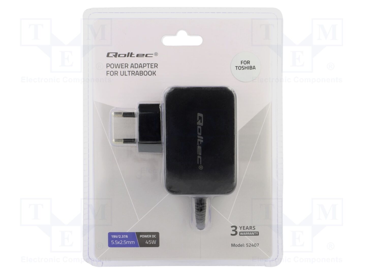 QOLTEC 52407 Kannettavan tietokoneen verkkolaite 19VDC 2.37A 45W