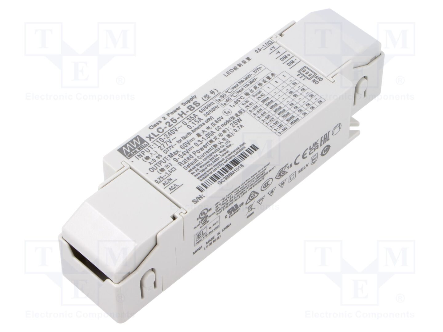 MEAN WELL XLC-25-H-BS LED-verkkolaite 25W 9-54VDC