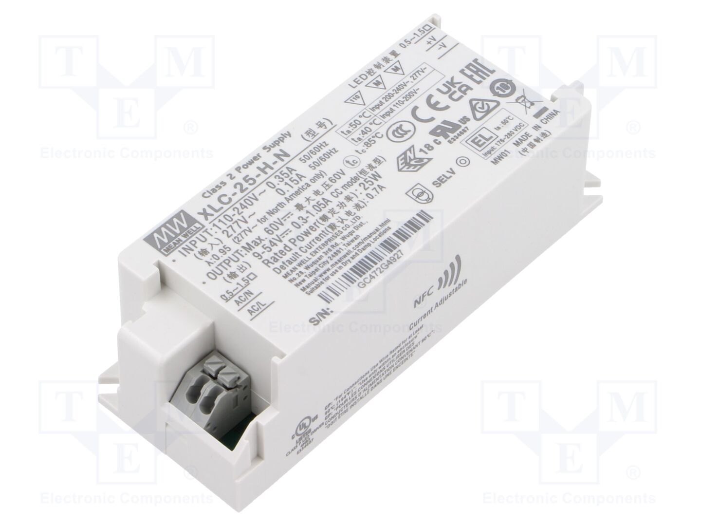 MEAN WELL XLC-25-H-N LED-virtalähde 25W 9-54VDC