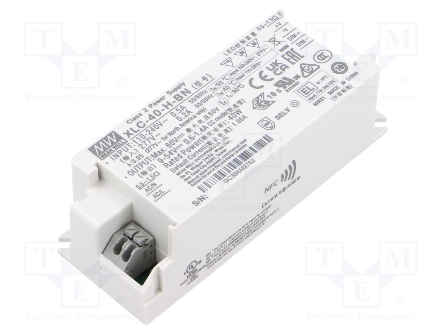 MEAN WELL XLC-40-H-BN LED-verkkolaite 40W 9-54VDC 600mA-1.4A