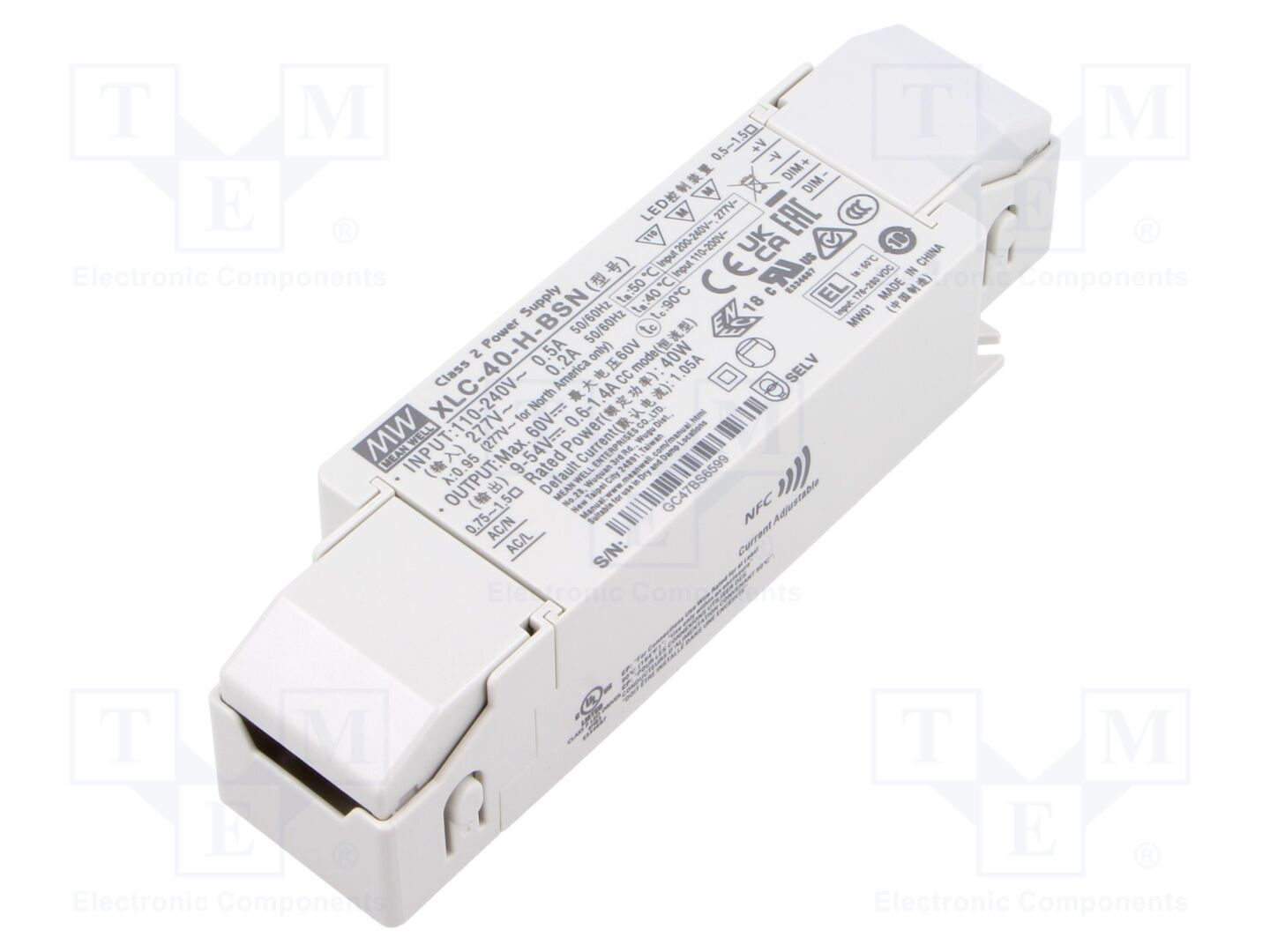 MEAN WELL XLC-40-H-BSN LED-virtalähde 40W 9-54VDC 600mA-1.4A