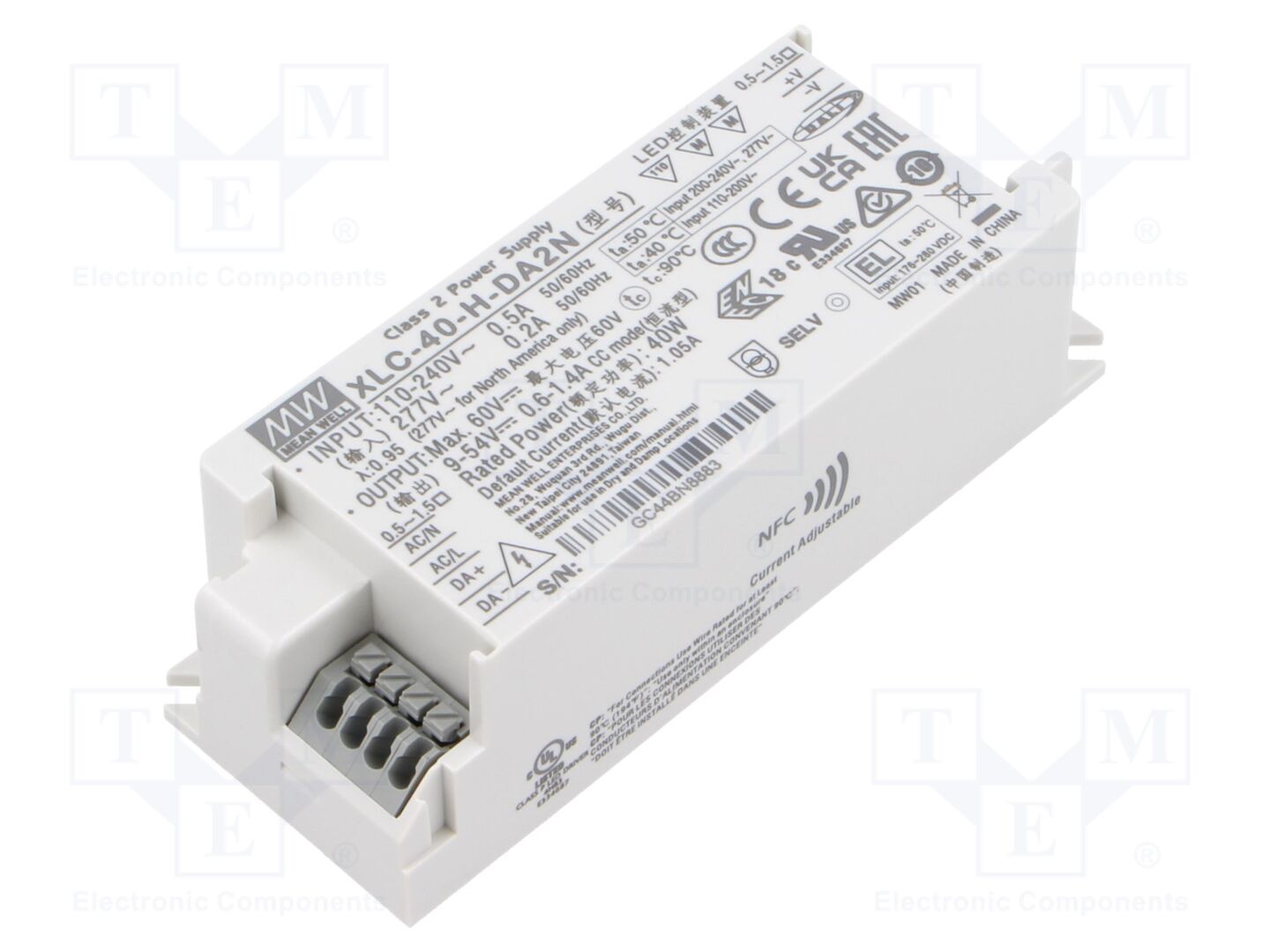MEAN WELL XLC-40-H-DA2N LED-verkkolaite DALI 2 40W 9-54VDC