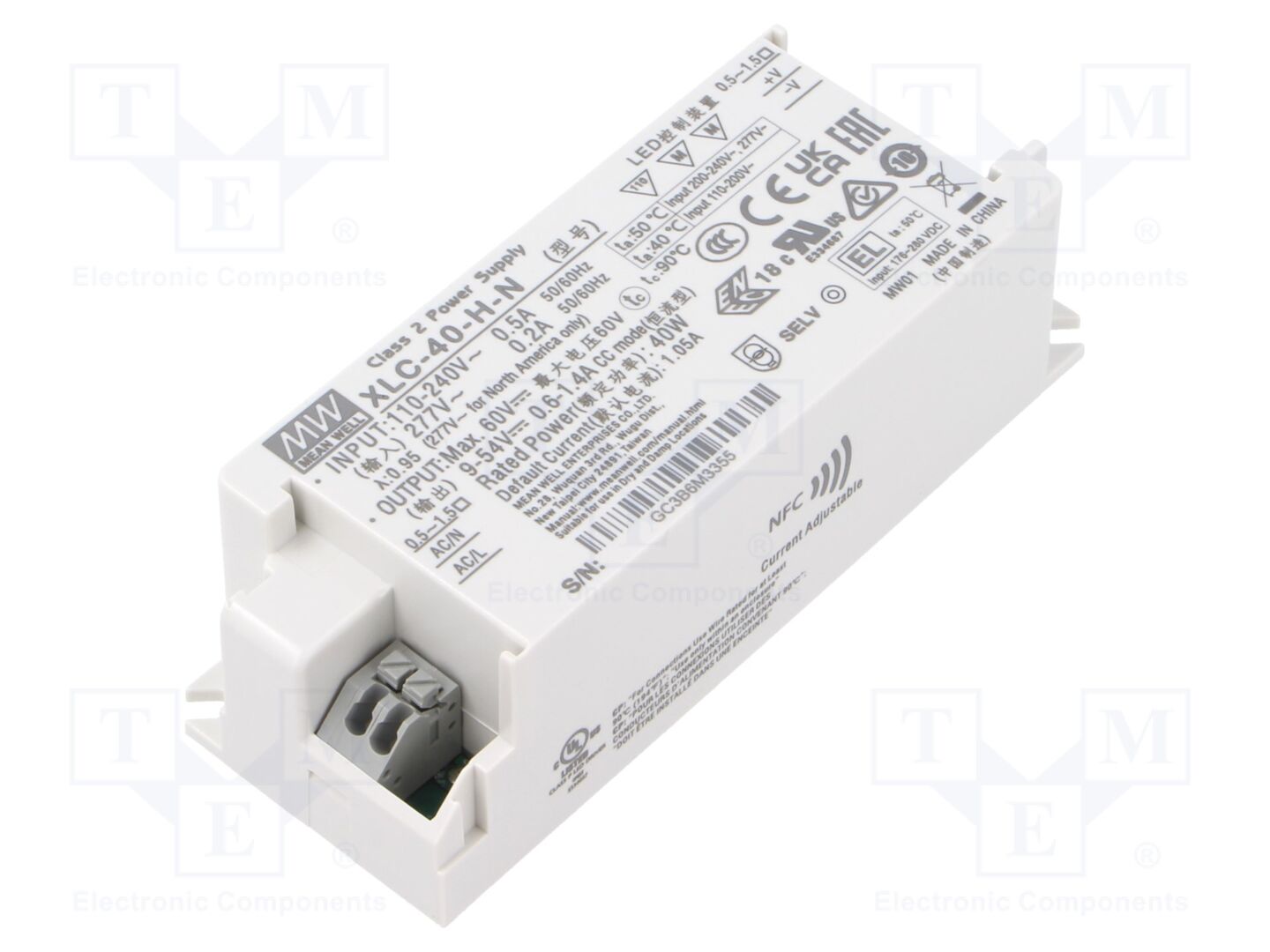 MEAN WELL XLC-40-H-N LED-virtalähde 40W 9-54VDC 600mA-1.4A