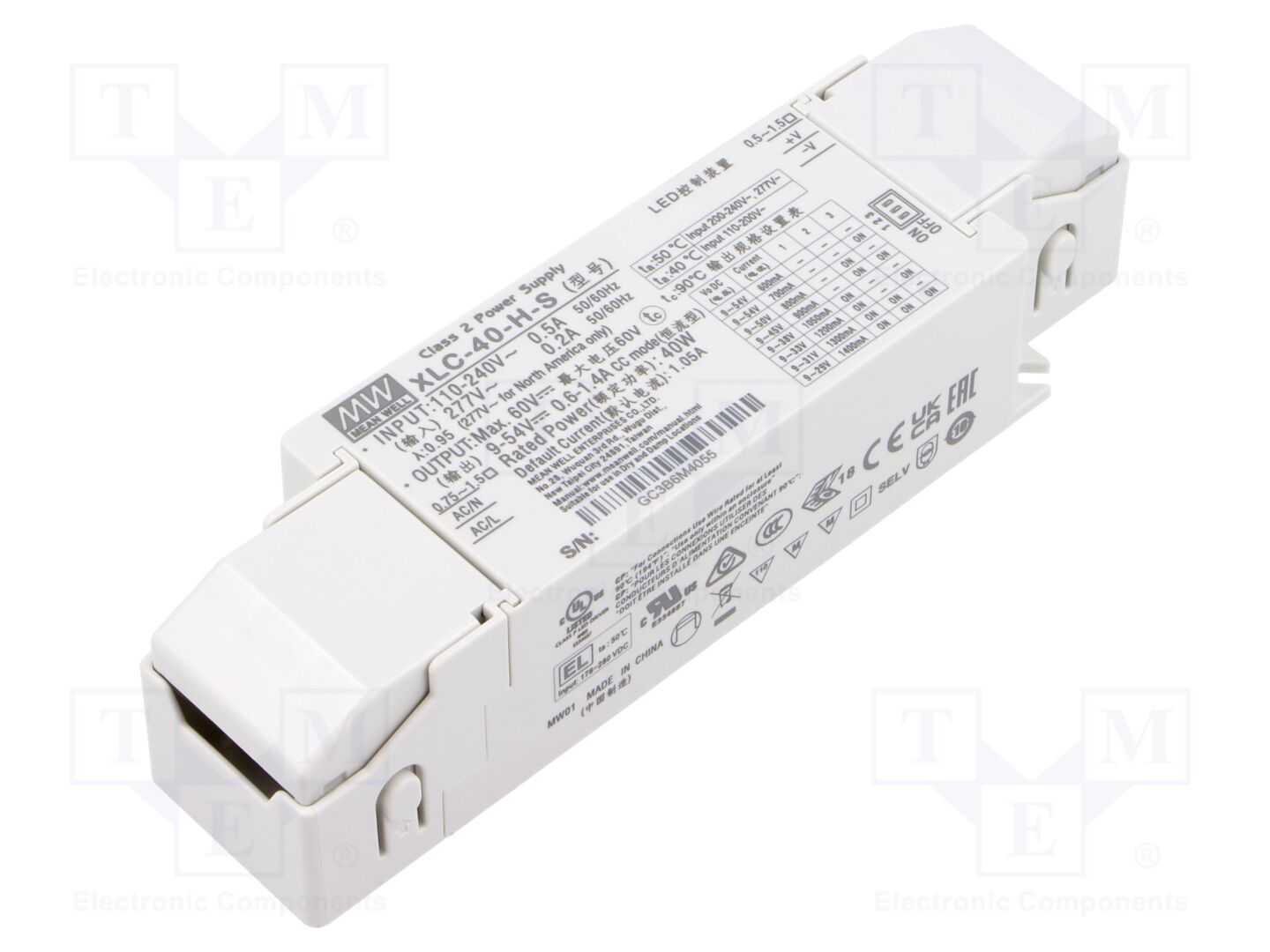 MEAN WELL XLC-40-H-S LED-virtalähde 40W 9-54VDC 600mA-1.4A