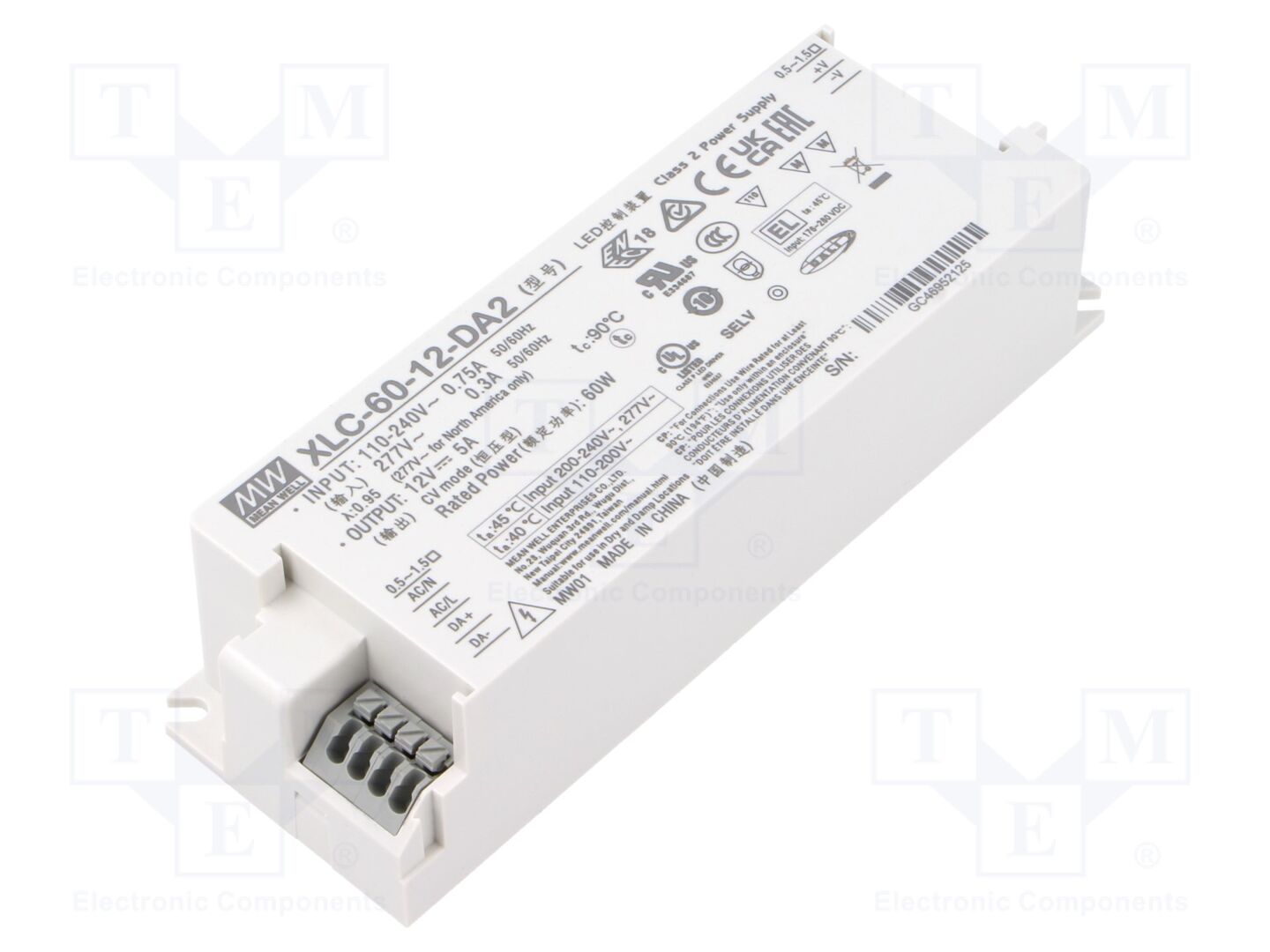 MEAN WELL XLC-60-12-DA2 LED-verkkolaite DALI 2 60W 12VDC