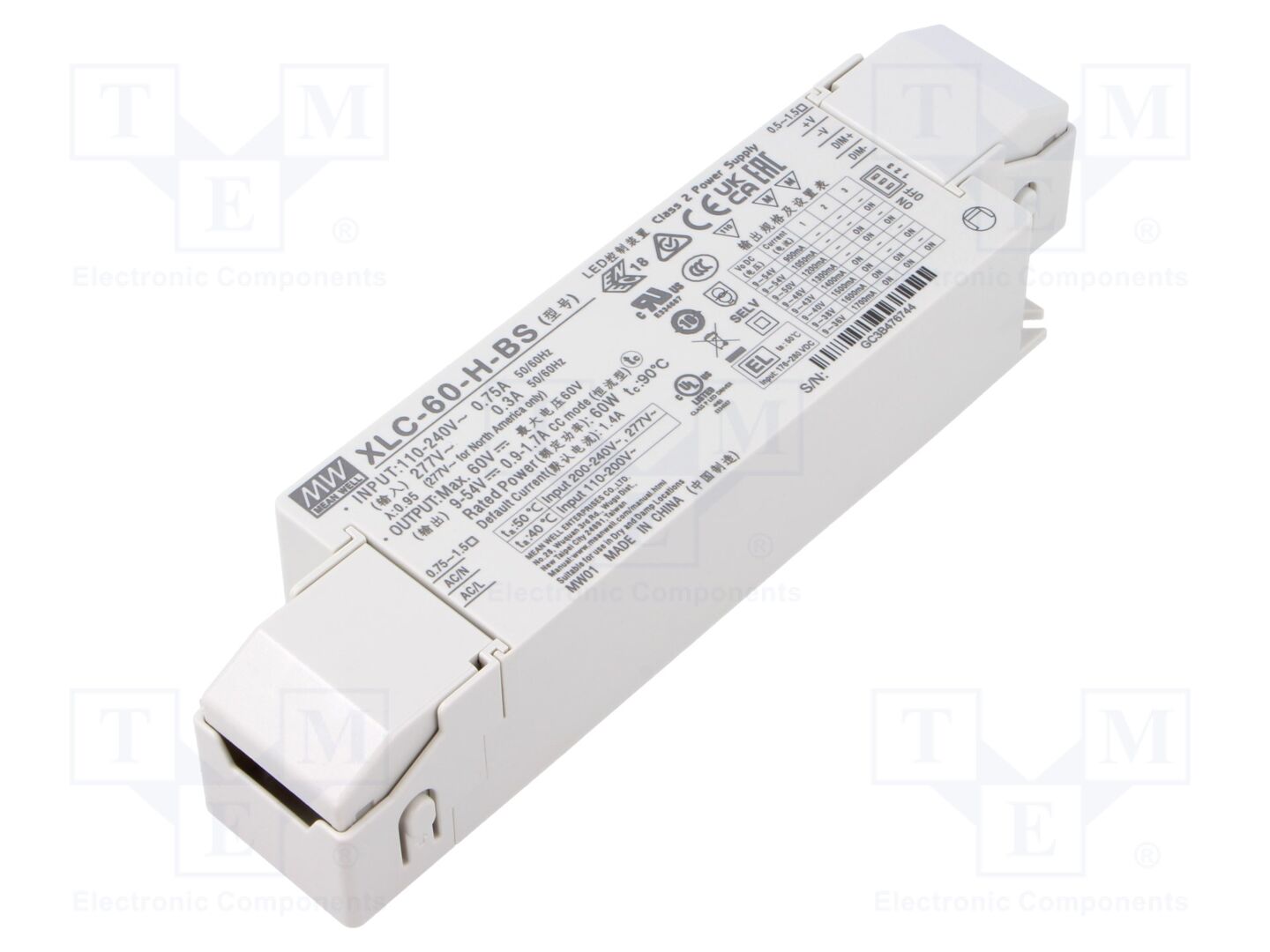 MEAN WELL XLC-60-H-BS LED-verkkolaite 60W 9-54VDC