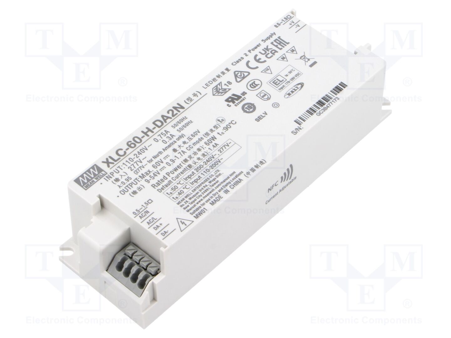 MEAN WELL XLC-60-H-DA2N LED-virtalähde DALI 2 60W 9-54VDC