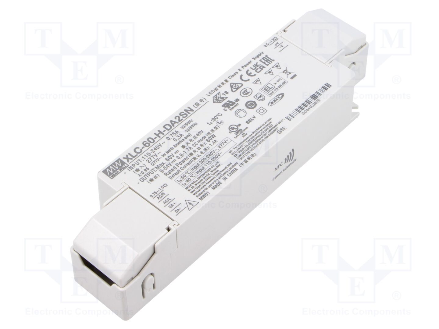 MEAN WELL XLC-60-H-DA2SN LED-verkkolaite DALI 2 60W 9-54VDC