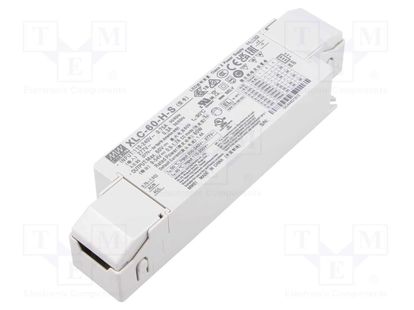 MEAN WELL XLC-60-H-S LED-verkkolaite 60W 9-54VDC 900mA-1.7A