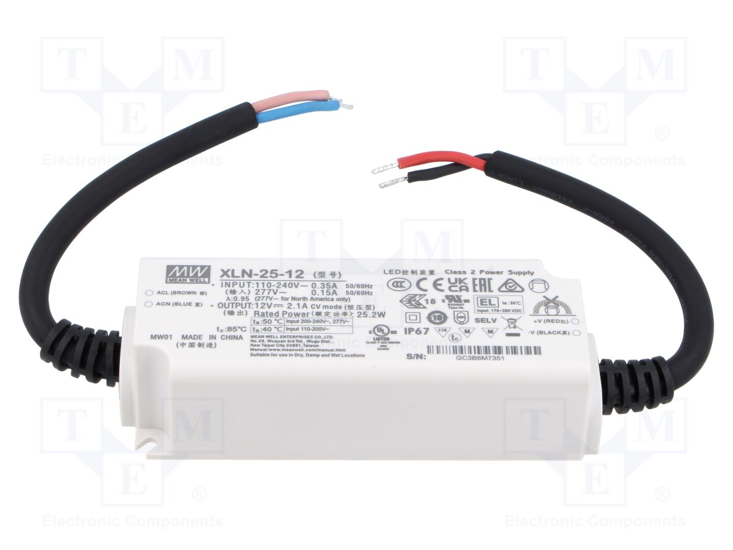 MEAN WELL XLN-25-12 LED-verkkolaite 25W 12VDC