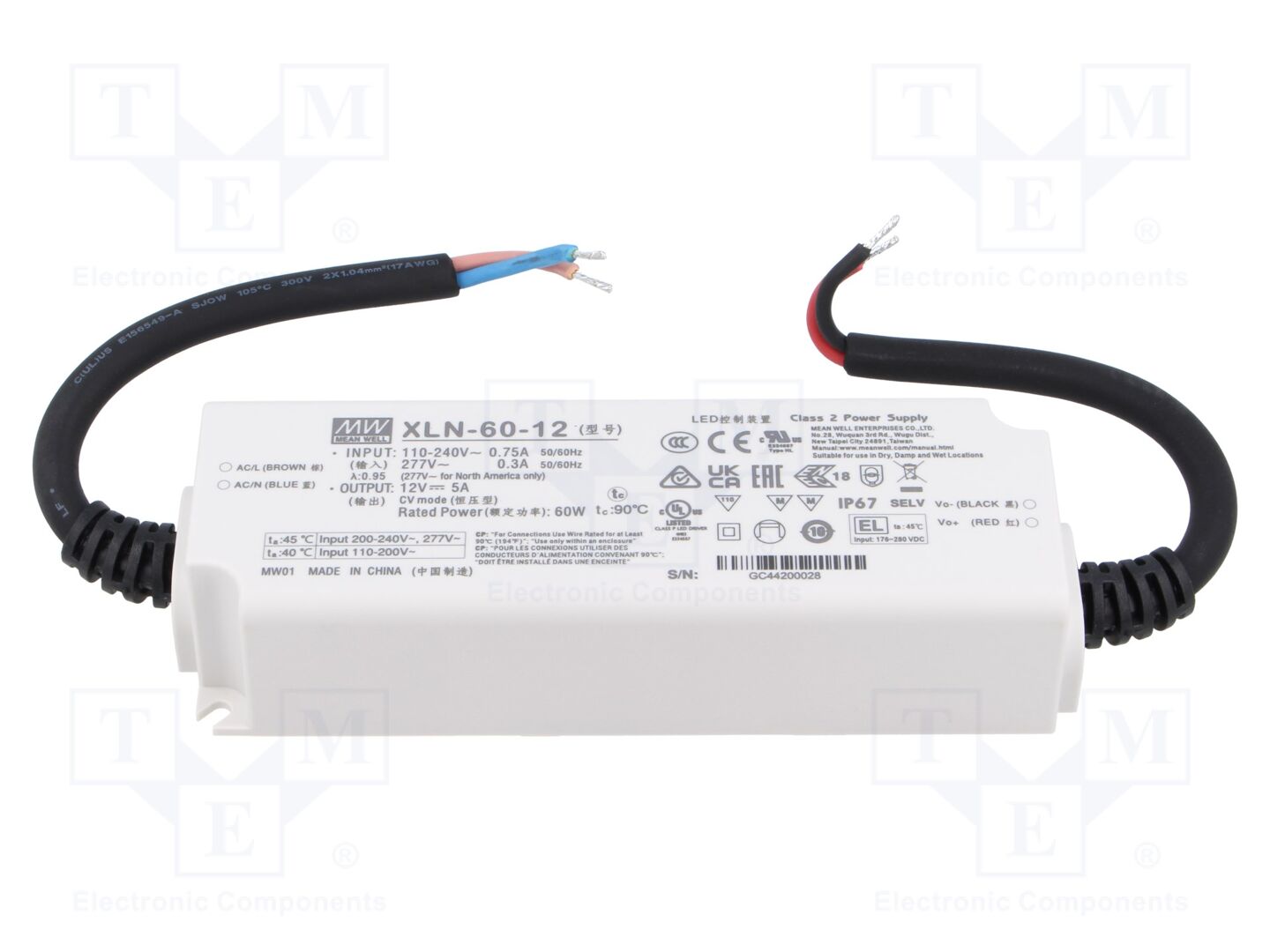 MEAN WELL XLN-60-12 LED-verkkolaite 60W 12VDC