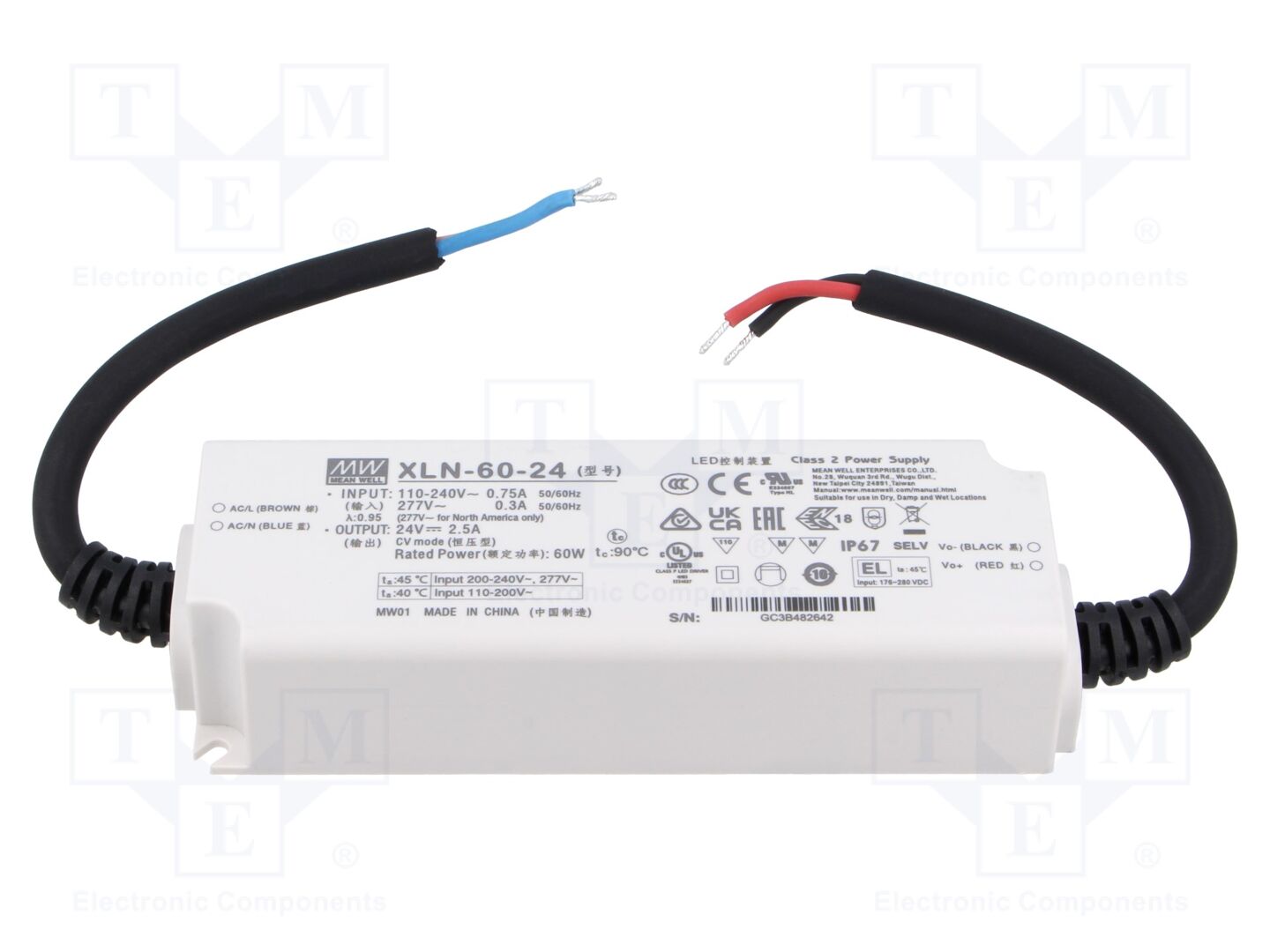 MEAN WELL XLN-60-24 LED-verkkolaite 60W 24VDC
