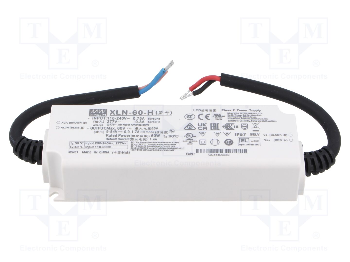 MEAN WELL XLN-60-H LED-virtalähde 60W 9-54VDC 110-305VAC