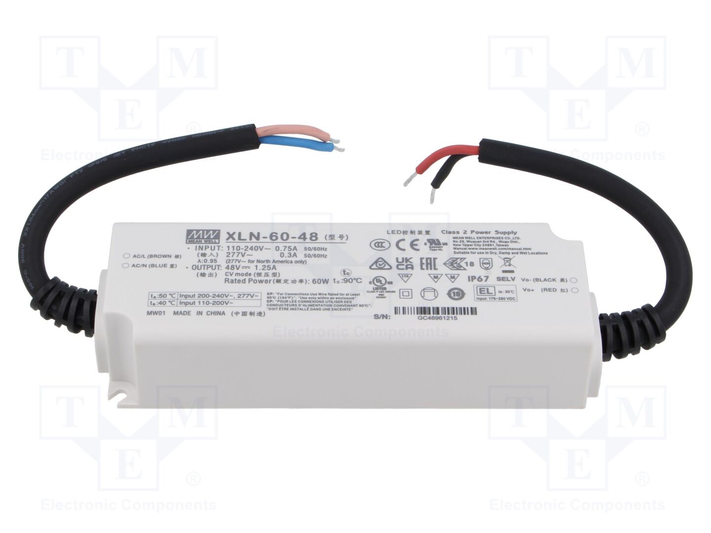 MEAN WELL XLN-60-48 LED-verkkolaite 60W 48VDC