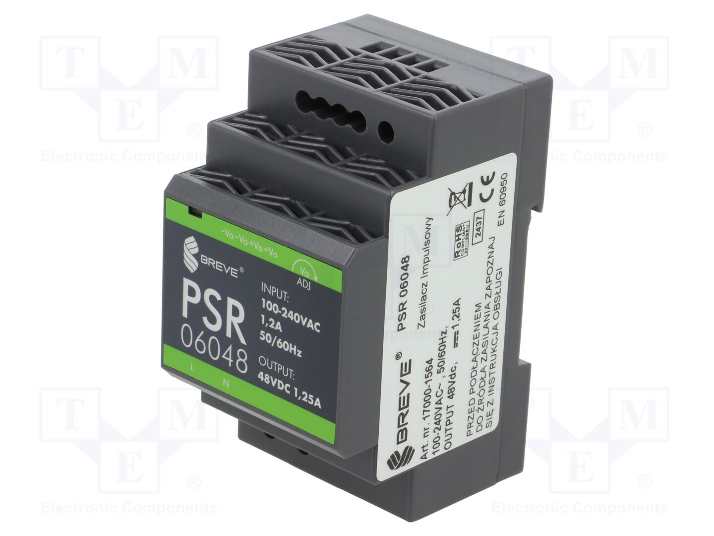 BREVE TUFVASSONS PSR-06048 DIN-kiskoon asennettava kytkentäsähkölaite 60W 48VDC