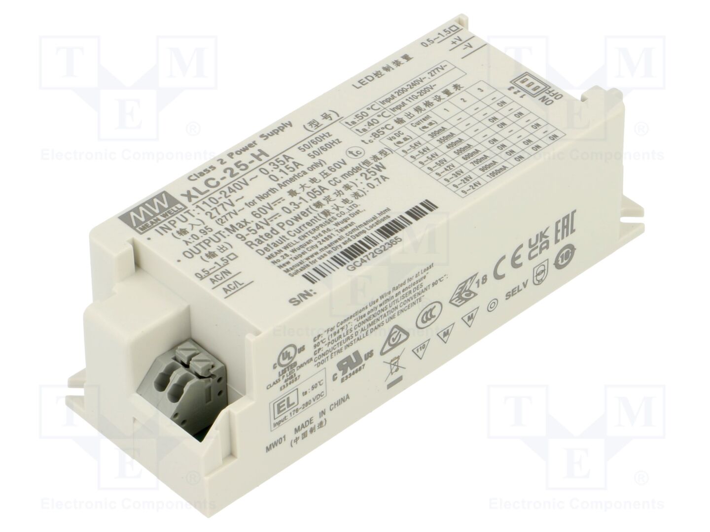 MEAN WELL XLC-25-H LED-verkkolaite 25W 9-54VDC