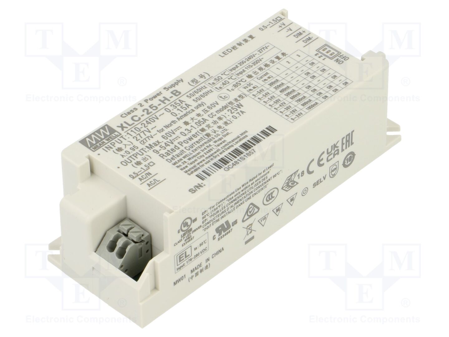 MEAN WELL XLC-25-H-B LED-virtalähde 25W 9-54VDC