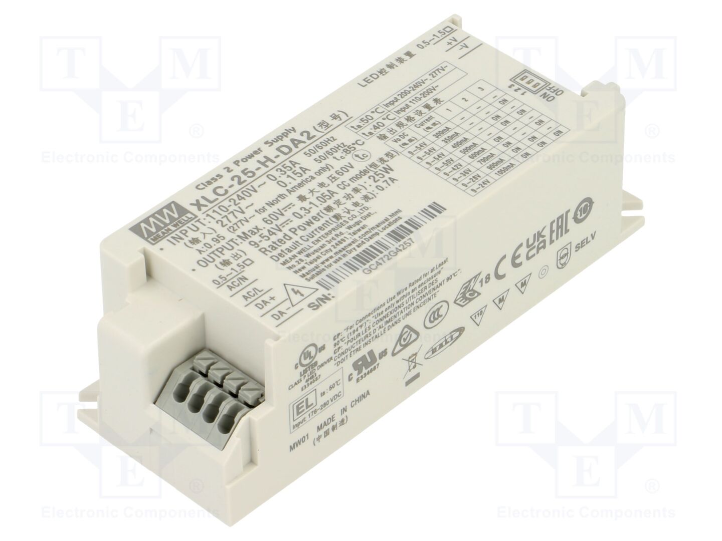 MEAN WELL XLC-25-H-DA2 LED-virtalähde DALI 2 25W 9-54VDC