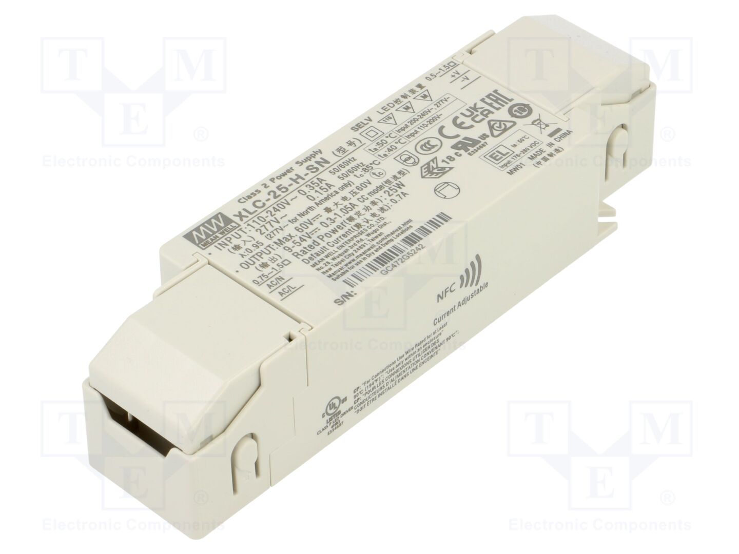 MEAN WELL XLC-25-H-SN LED-verkkolaite 25W 9-54VDC