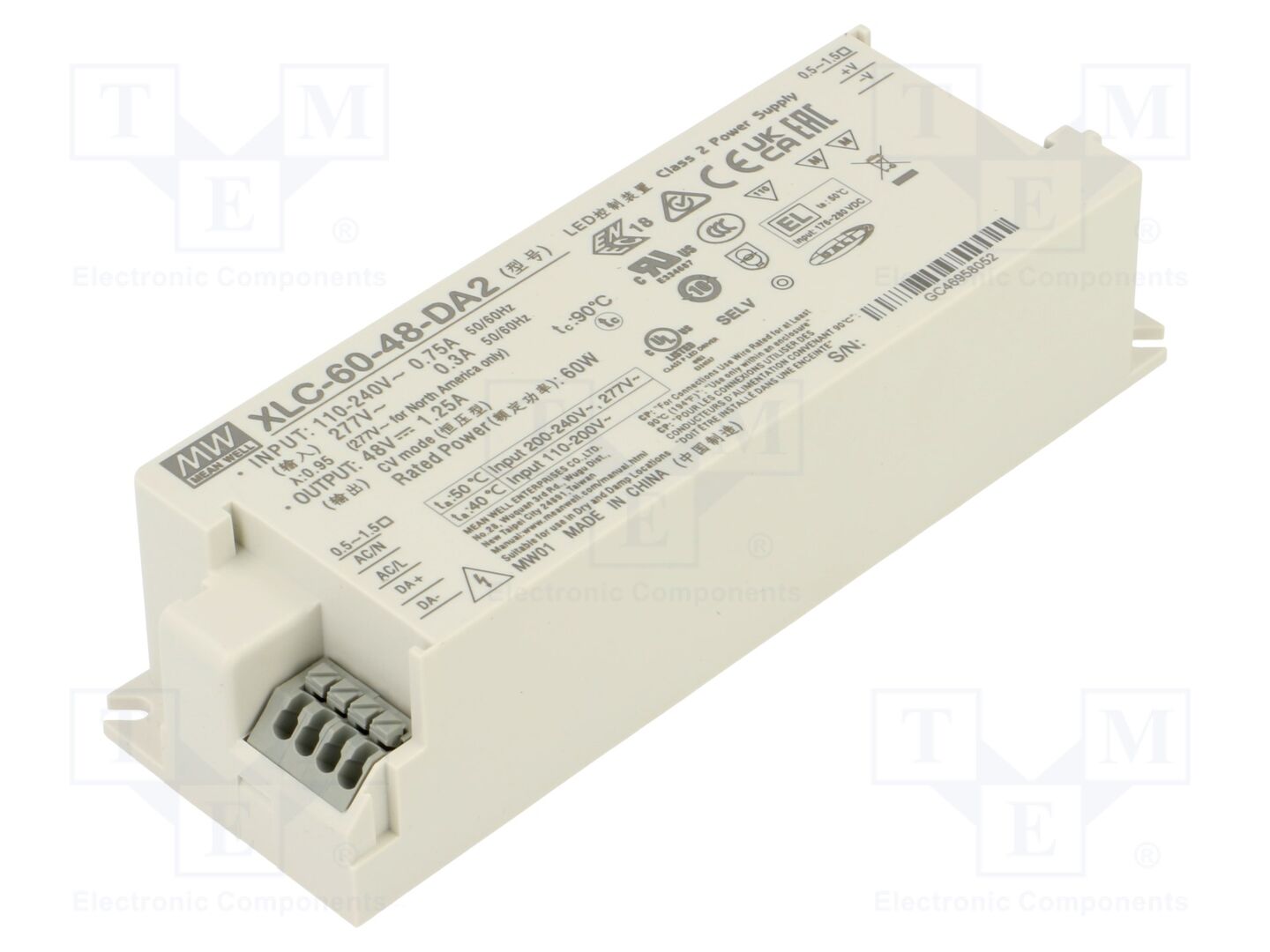 MEAN WELL XLC-60-48-DA2 LED-virtalähde DALI 2 60W 48VDC