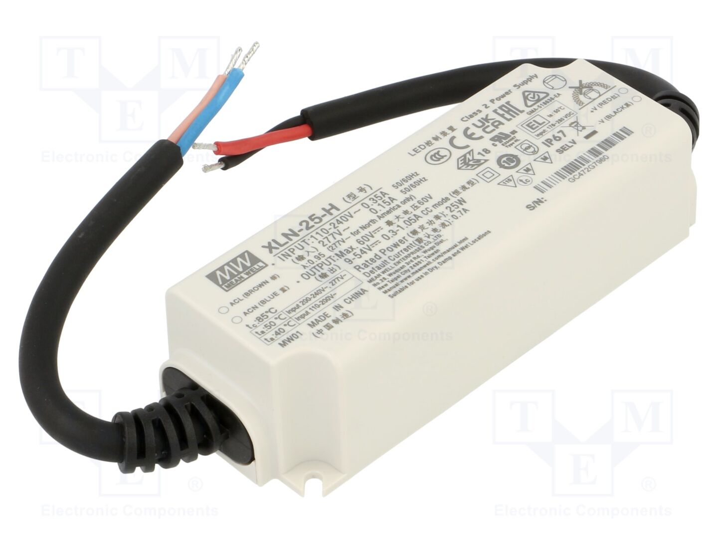 MEAN WELL XLN-25-H LED-virtalähde 25W 9-54VDC 300mA-1.05A IP67