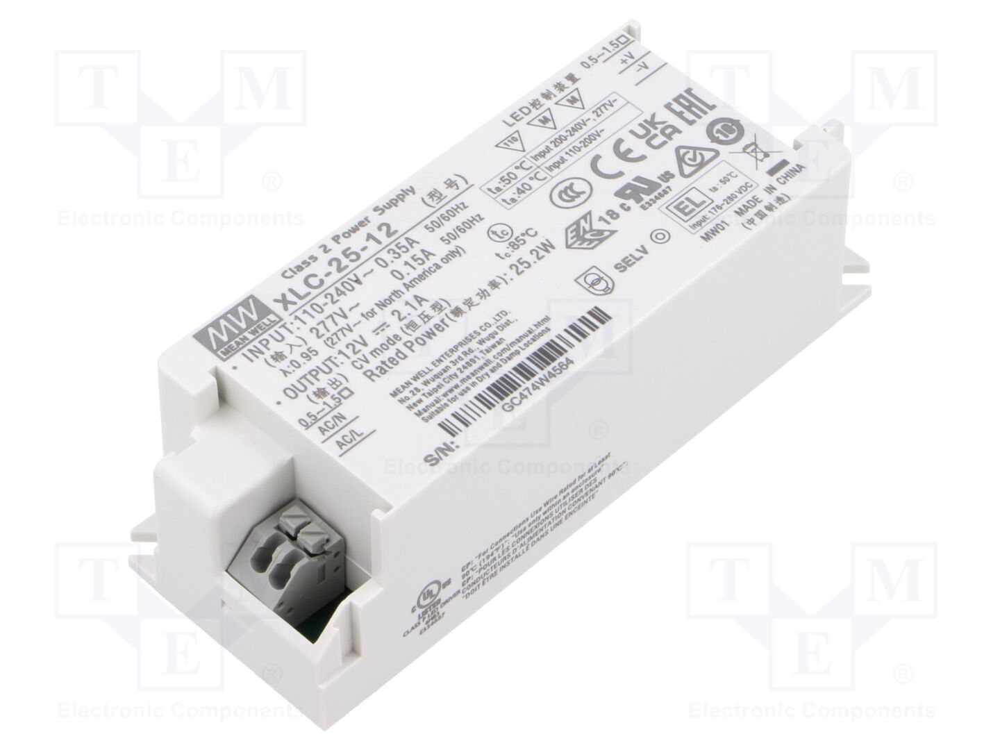 MEAN WELL XLC-25-12 LED-virtalähde 25W 12VDC