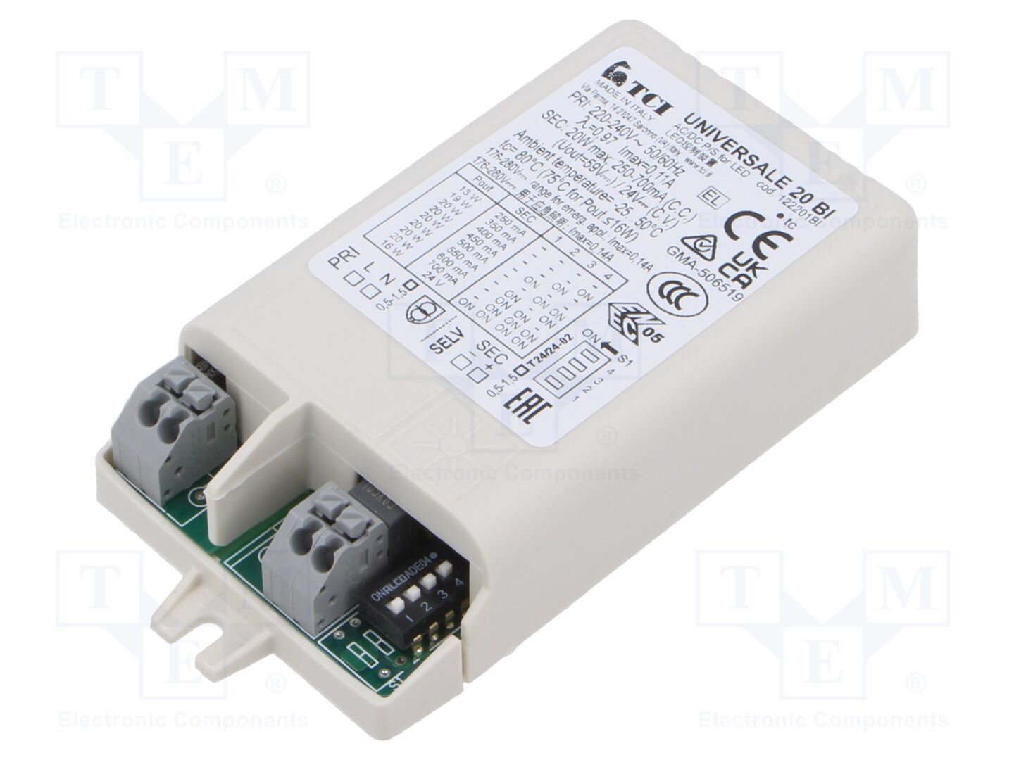 TCI 122201BI LED-virtalähde 2-54VDC 250-700mA 220-240VAC
