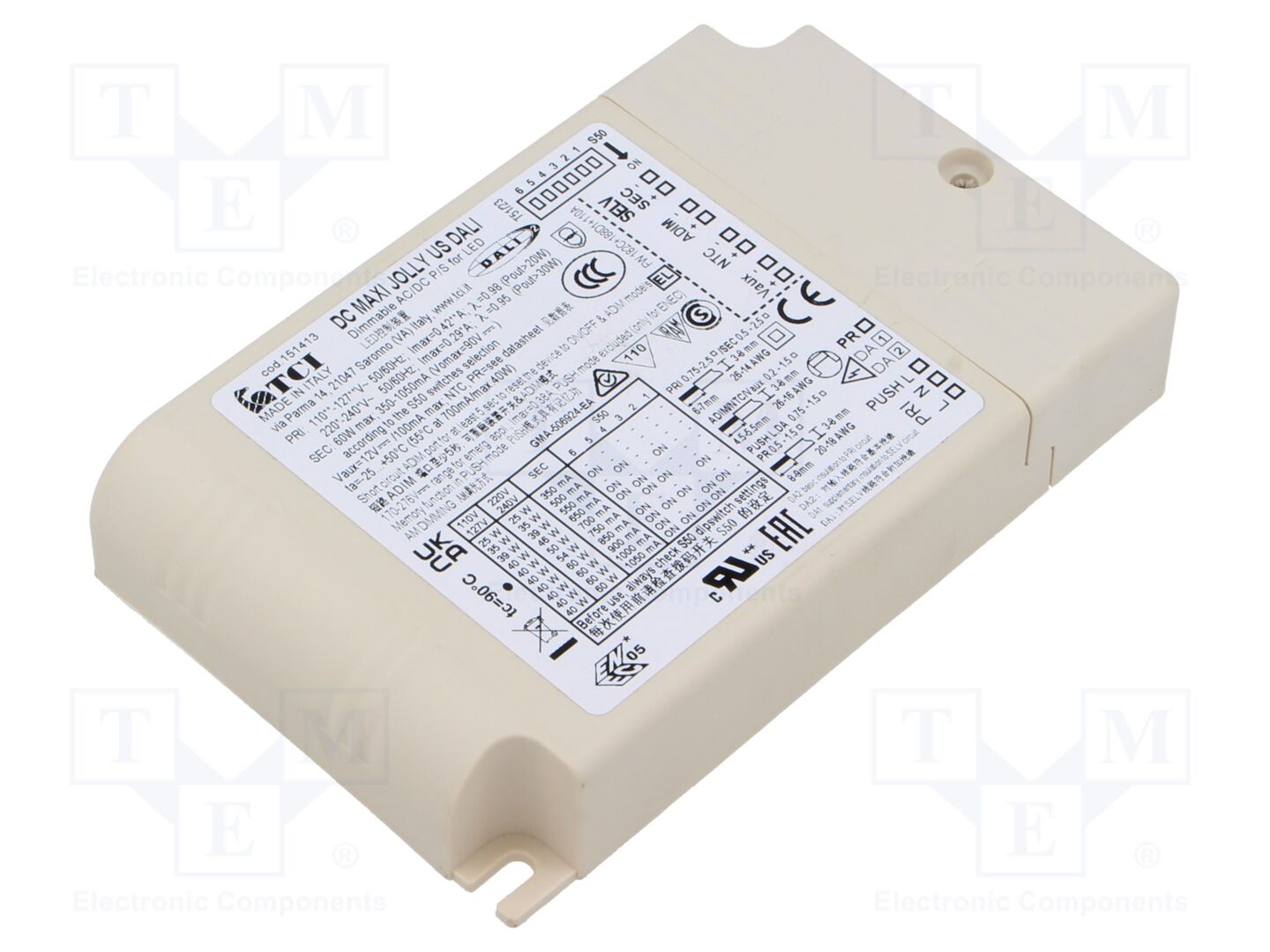TCI DC MAXI JOLLY US DALI LED-virtalähde 2-74VDC 350mA-1.05A