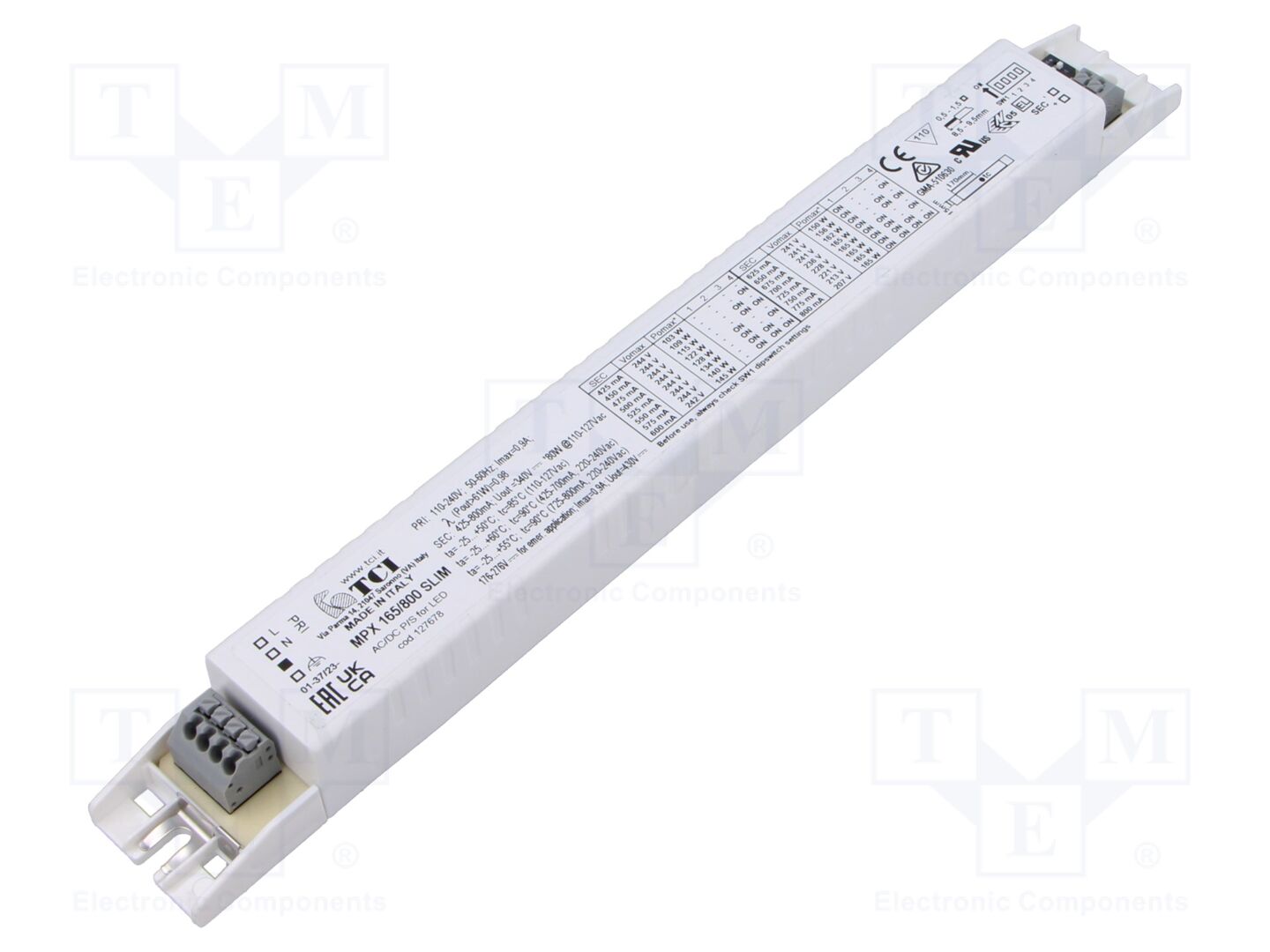 TCI MPX 165/800 SLIM LED-virtalähde 60-244VDC 425-800mA