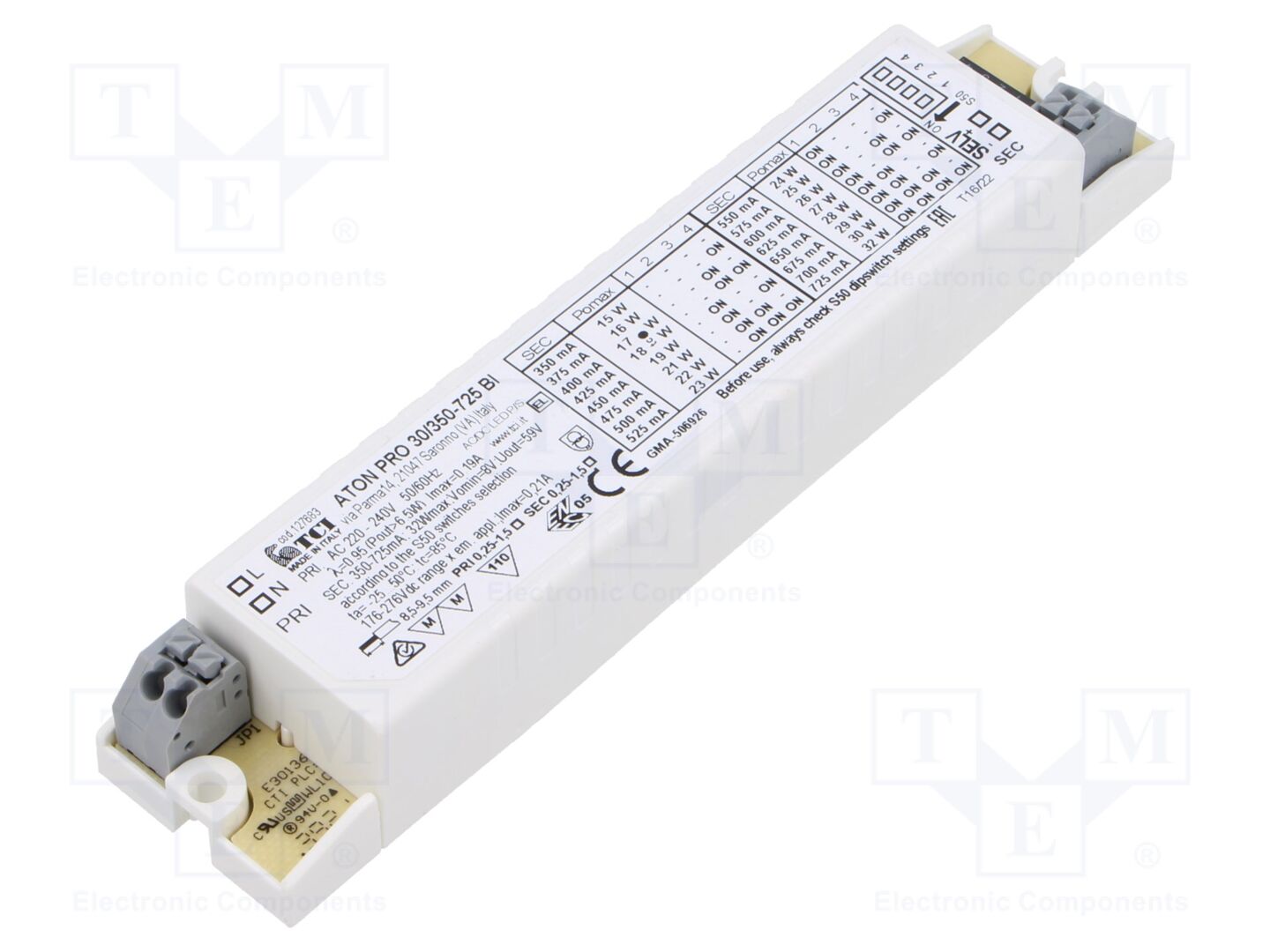TCI ATON PRO 30/350-725 BI LED-virtalähde 350-725mA 8-44VDC