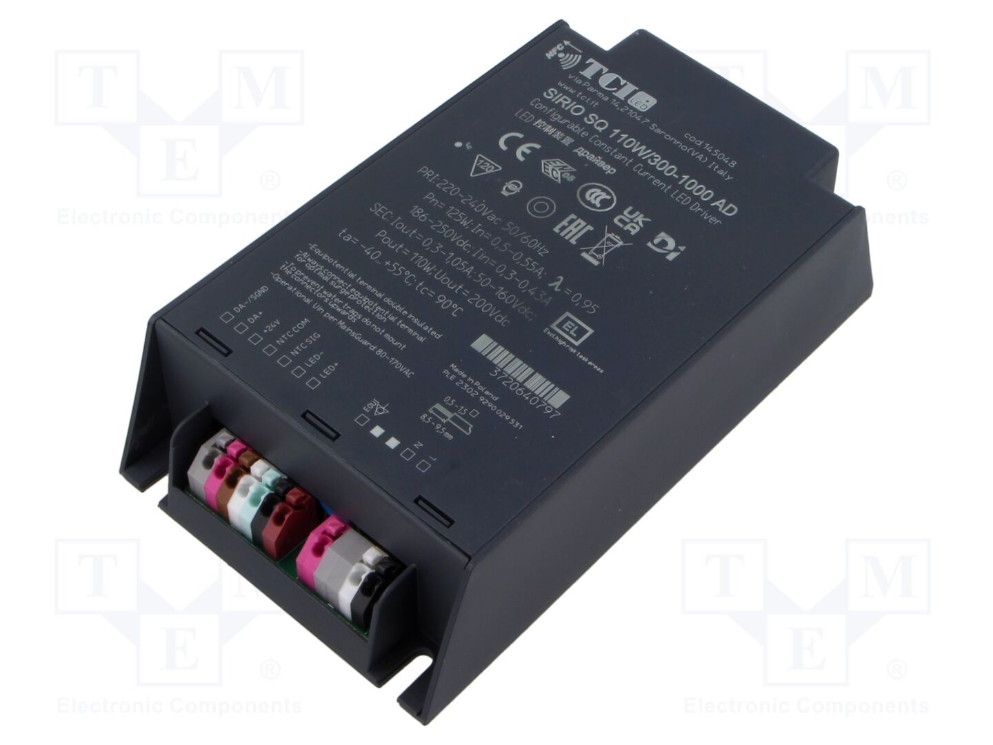 TCI SIRIO SQ 110W/300-1000 AD LED-virtalähde 220-240VAC