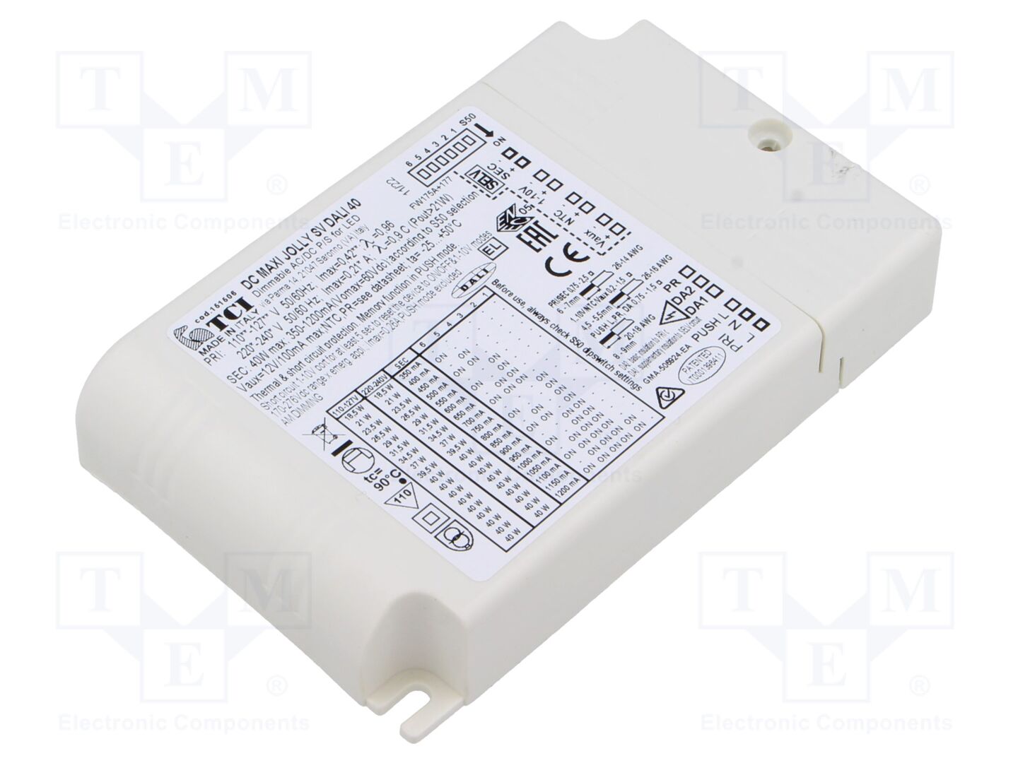 TCI 151506 DC MAXI JOLLY SV DALI 40 LED-virtalähde 10-53VDC 350mA-1.2A