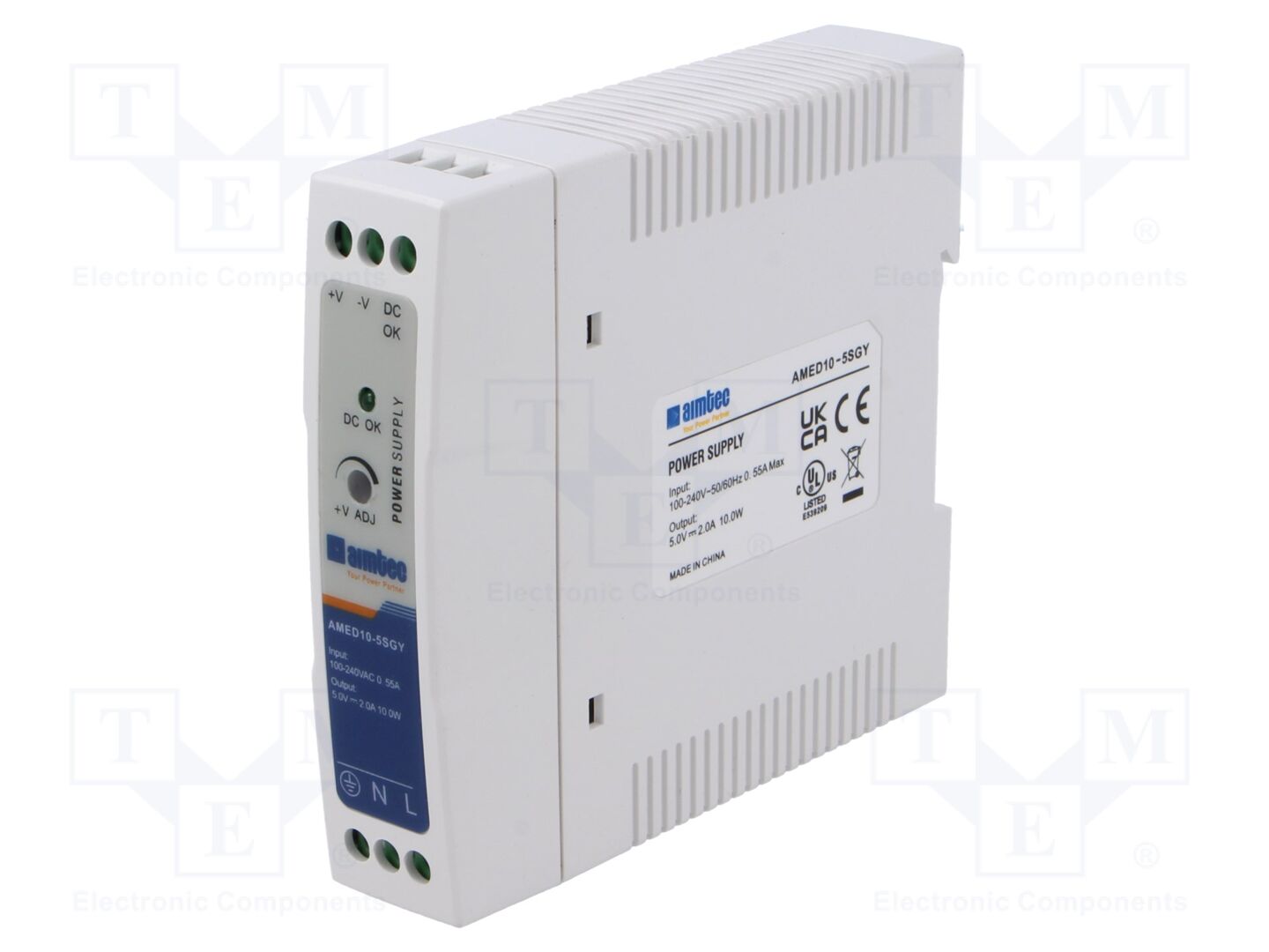 AIMTEC AMED10-5SGY DIN-kiskoon asennettava kytkentävirtalähde 10W 5VDC 2A