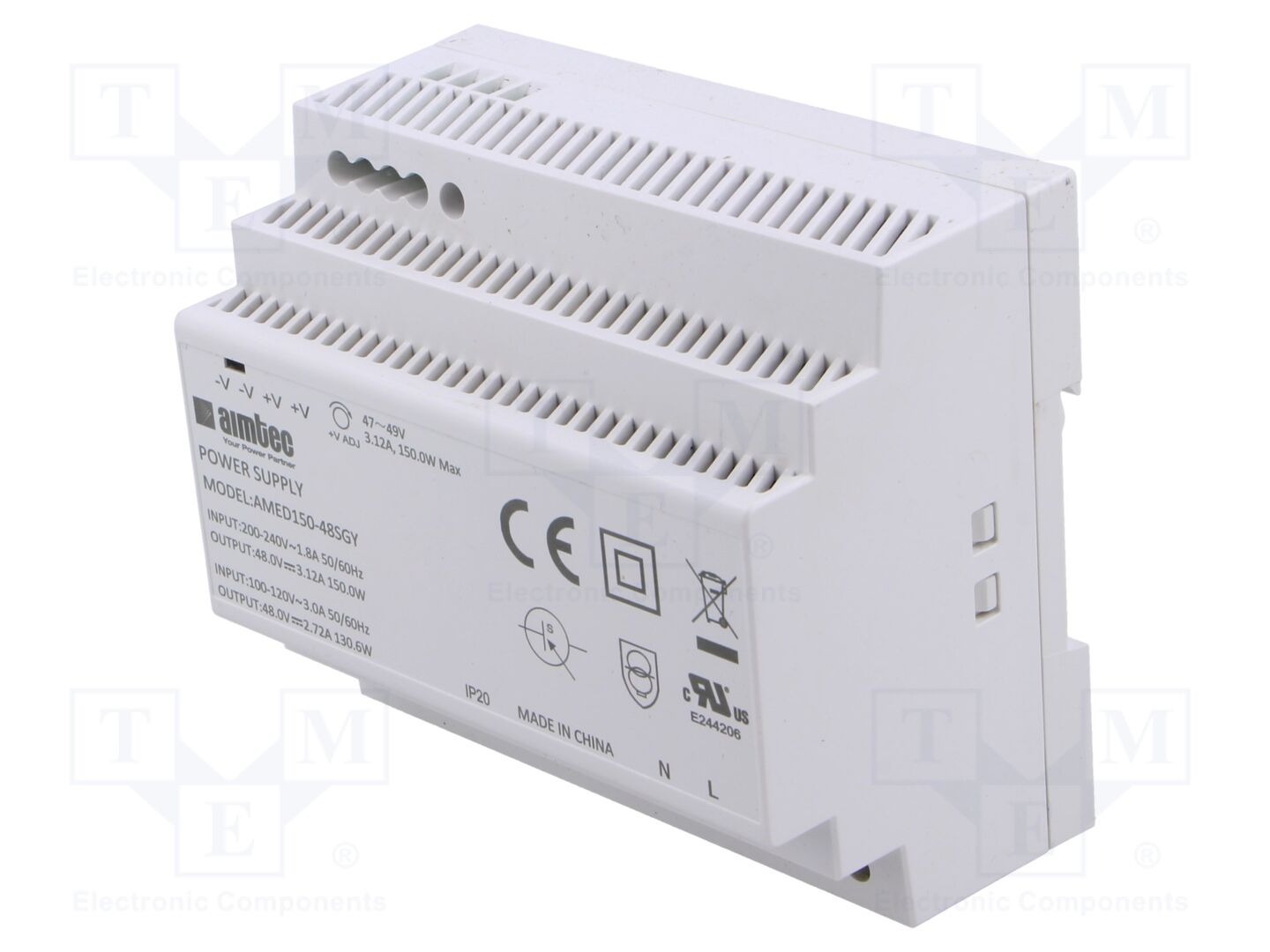 AIMTEC AMED150-48SGY DIN-kiskoon asennettava kytkentävirtalähde 48VDC 3,12A