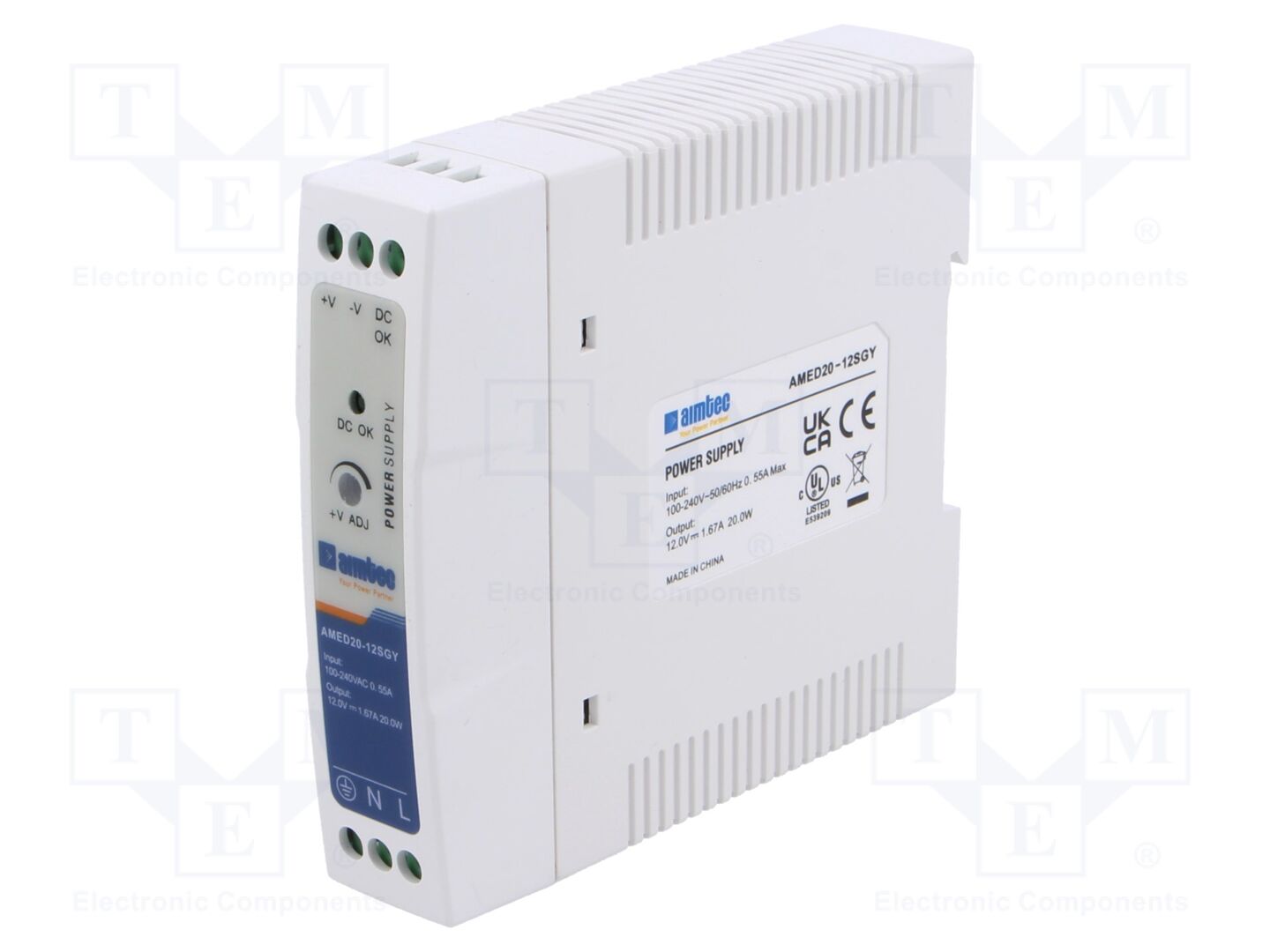 AIMTEC AMED20-12SGY DIN-kiskokytketty kytkentäsähkönsyöttö 20W 12VDC